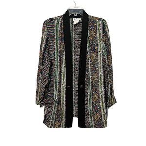 Womens Vintage Maygene Multi Color Global Print Blazer Sz Large